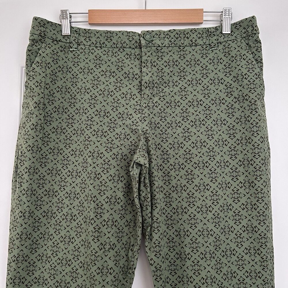 Patagonia Organic Cotton All Wear Stretch Capri Pants Green Desert Diamond Sz 14